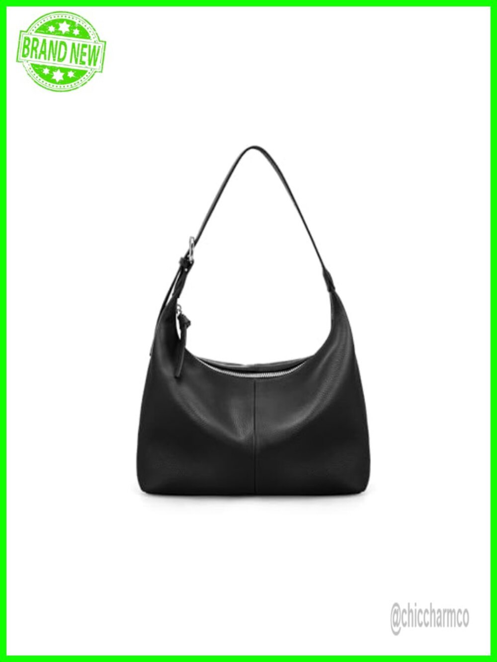 Genuine Pebbled Leather Slouchy Hobo Bag Lightweight Shoulder Purse